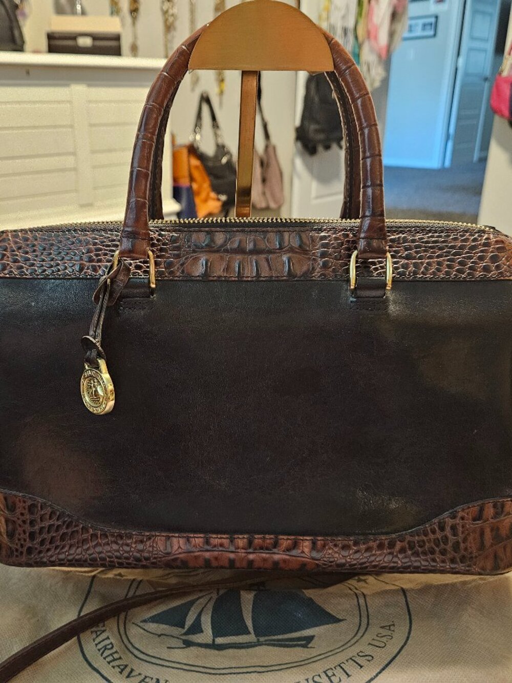 Vintage Brahmin Tuscan Crandall Doctors Handbag Black & Brown